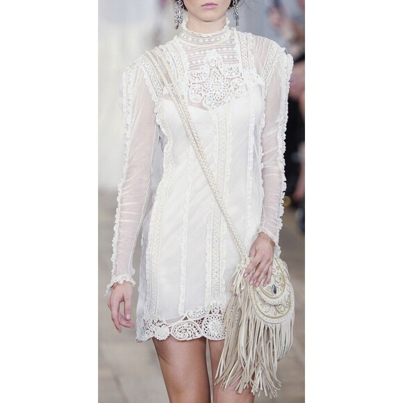 Ralph Lauren Cream Leather Fringe Beaded Crossbody Bag, 2011 Runway Collection - Picture 3 of 16